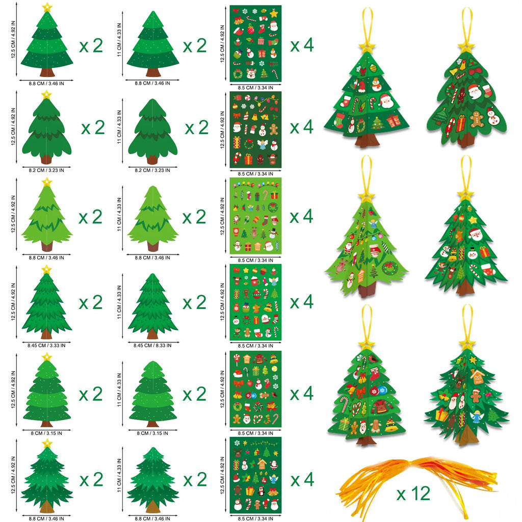 3D Christmas Tree DIY Craft Kit – Ornaments & Card Stickers DIY Craft Kit Babs style A 1 set