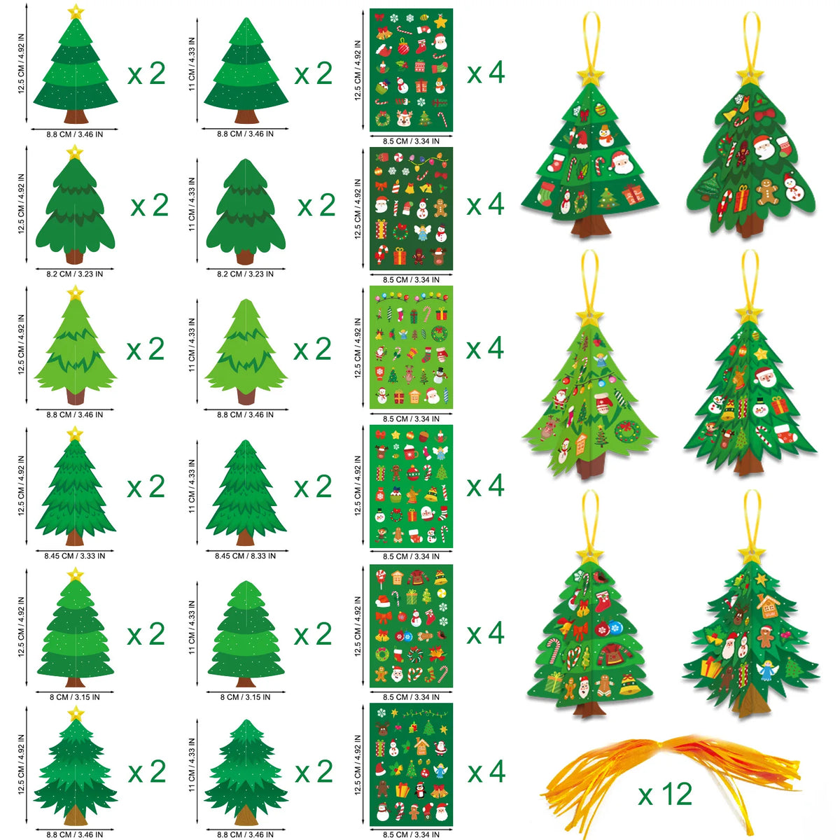 3D Christmas Tree DIY Craft Kit – Ornaments & Card Stickers DIY Craft Kit Babs style A 1 set