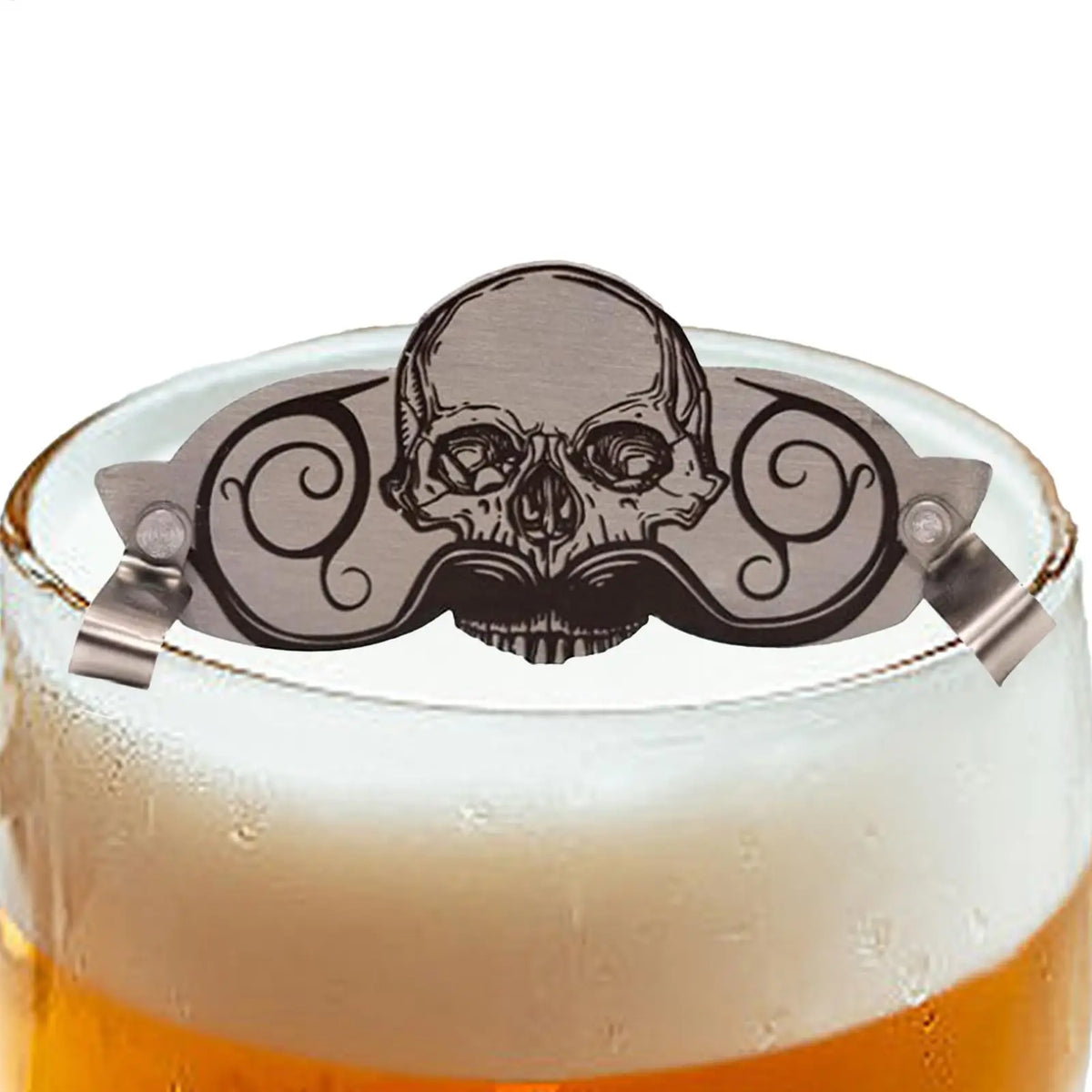 Mustache Guard for Drinking – Skull Design Stainless Steel Mustache Drinking Guard Babs