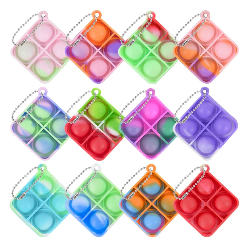 Pop Fidget Toy Keychains 10/20 Pcs – Kids Party Favors Fidget Toy Keychain Babs Square 20pcs