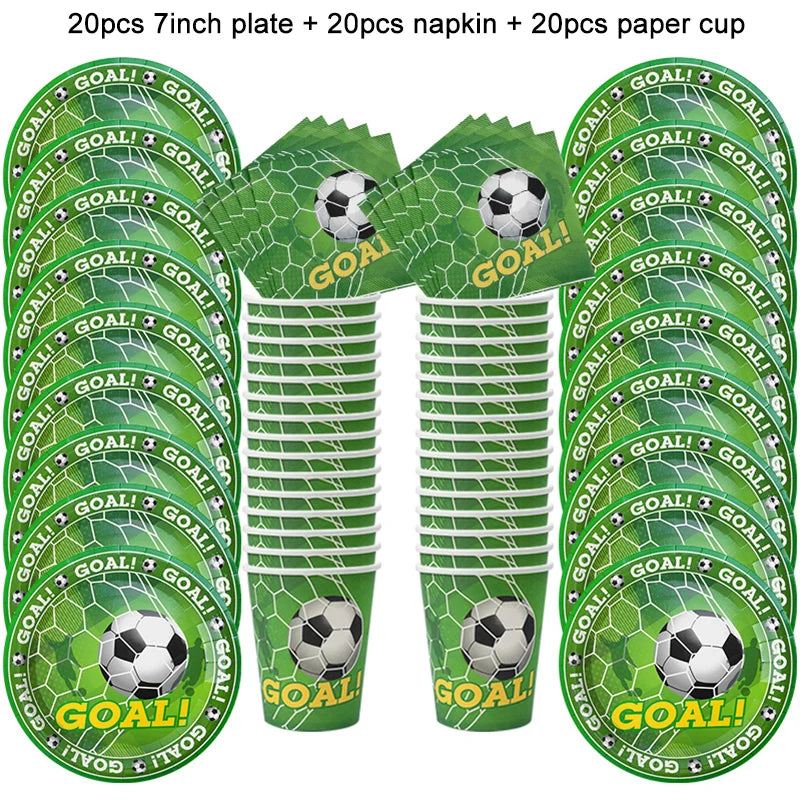 Soccer Party Disposable Tableware Set – Plates, Cups & More Party Tableware Set Babs 60pcs set