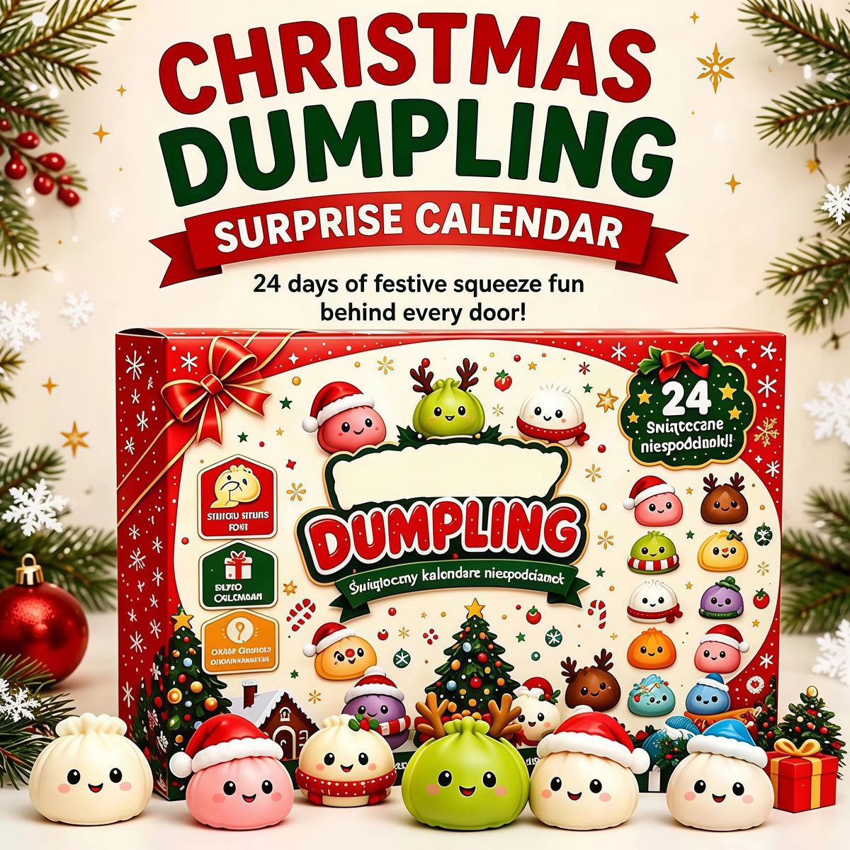 2026 Christmas Squishy Advent Calendar 24-Day Dumpling Fidget Gift Squishy Advent Calendar Babs