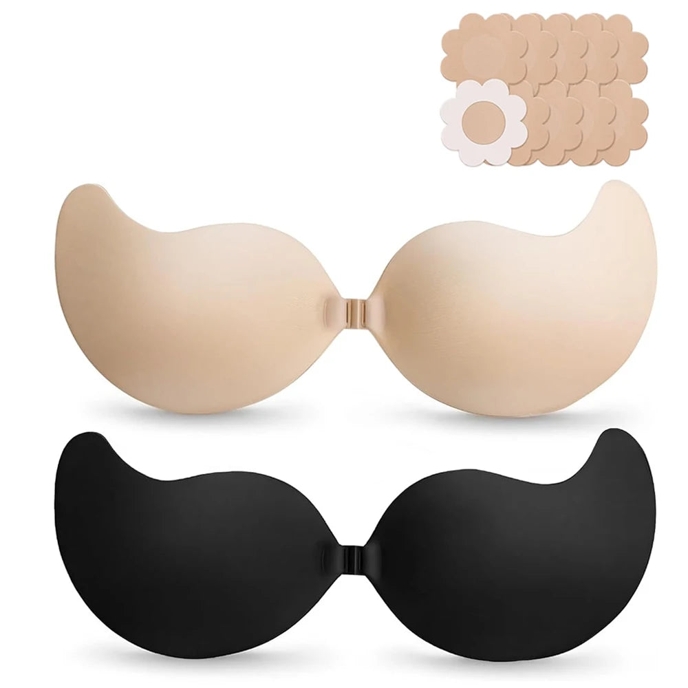 Invisible Sticky Push-Up Bra – Strapless Silicone Nipple Covers Adhesive Sticky Bra Babs