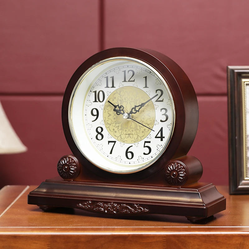 Retro Vintage Desk Clock – Large 8" Silent Quartz Table Clock Decorative Desk Clock Babs