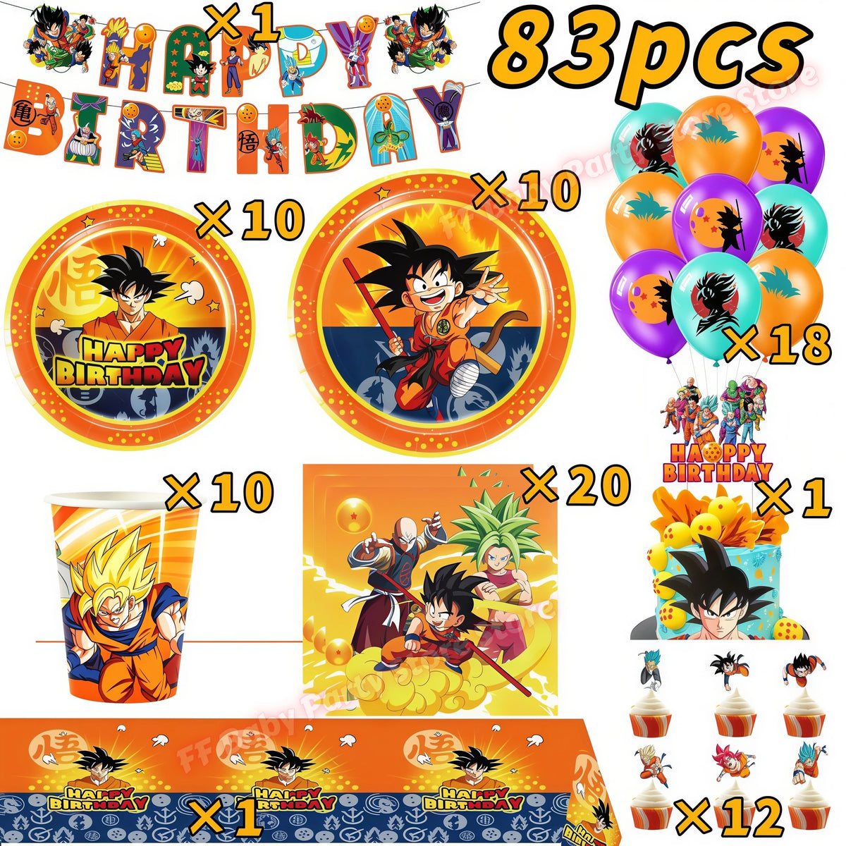 Dragon Ball Z Birthday Party Supplies – Goku Balloons, Cups & Plates