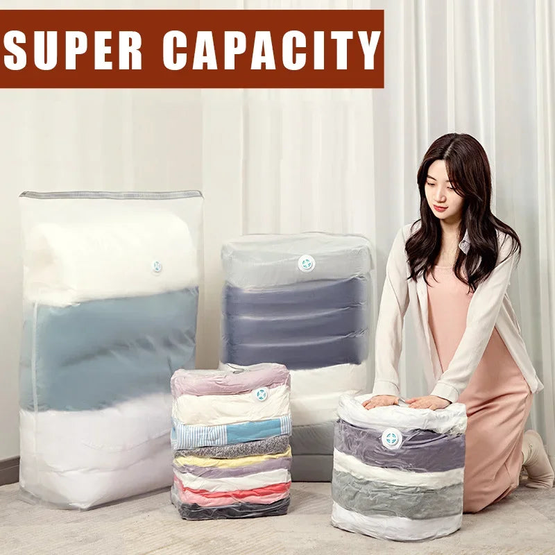 No-Pump Vacuum Storage Bags for Clothes & Blankets – 4 Sizes Vacuum Storage Bags Babs
