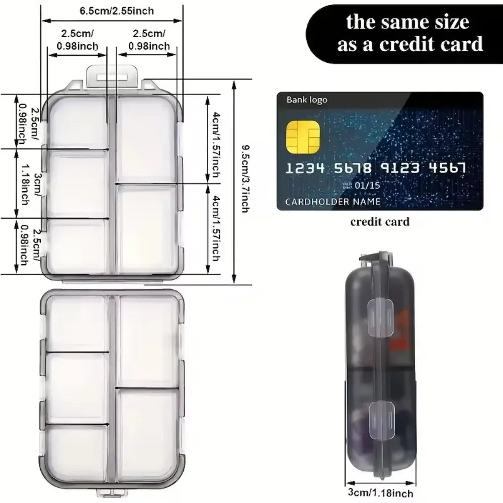 10-Compartment Portable Travel Pill Organizer & Daily Case Pill Organizer Case Babs