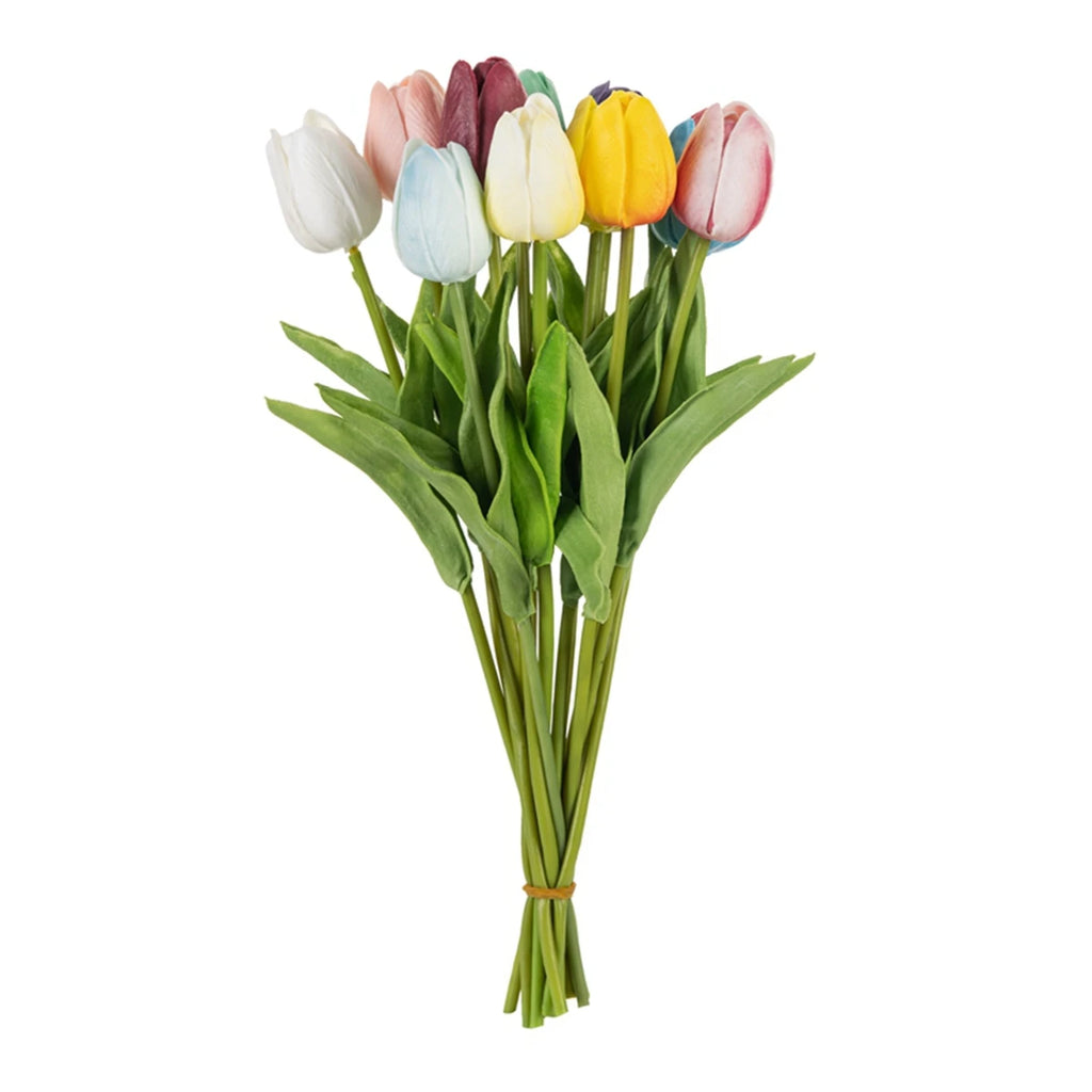 10-Piece Artificial Tulip Bouquet – PE Foam Fake Flowers Artificial Flower Bouquet Babs MULTI