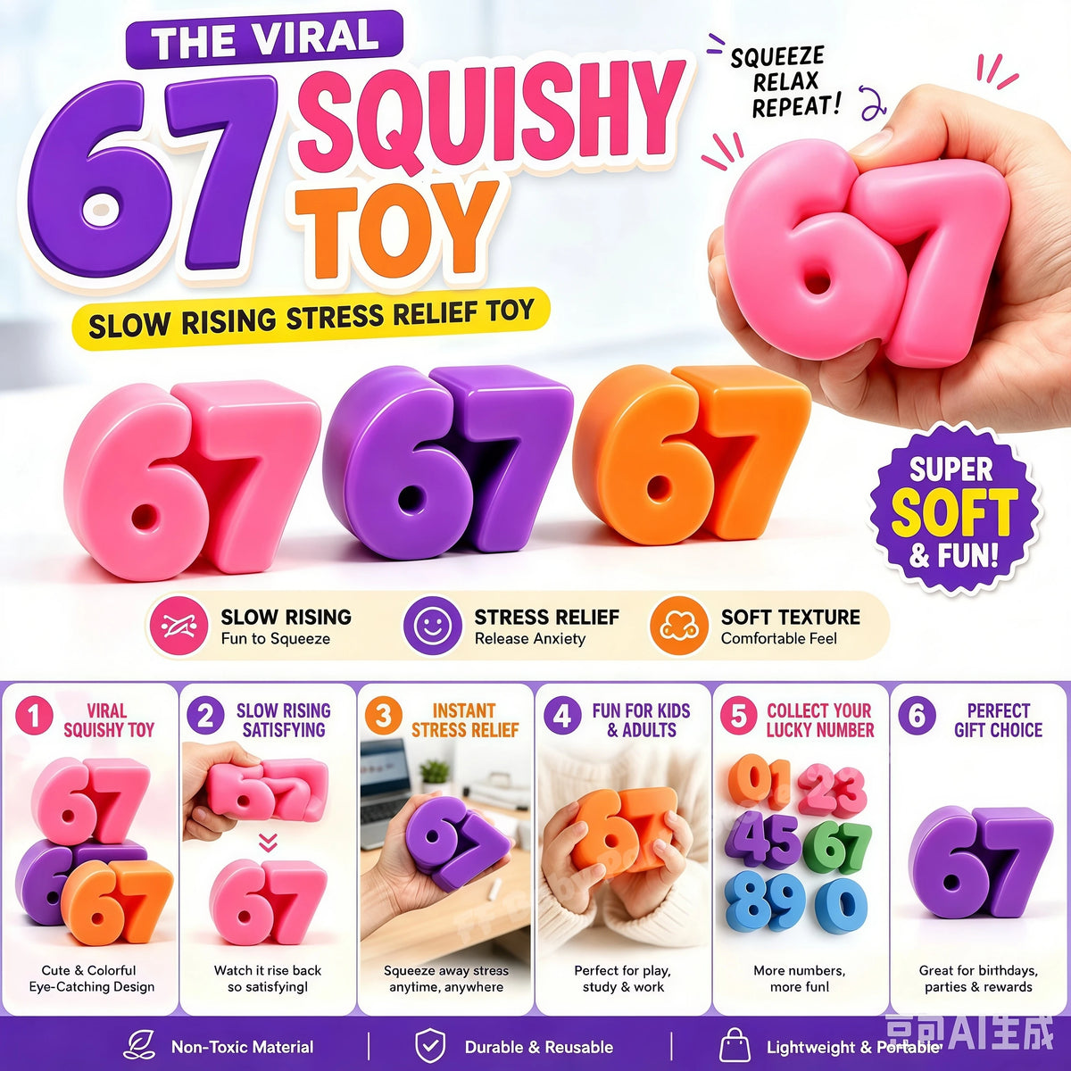 67 Squishy Sensory Fidget Block | Party Favor & Gift Sensory Fidget Toy Babs