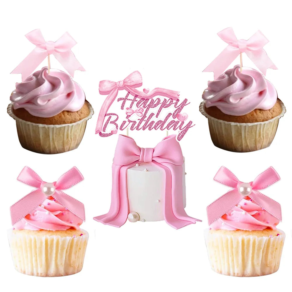 Pink Bow Cake Toppers – Birthday, Wedding & Baby Shower Cake Topper Babs
