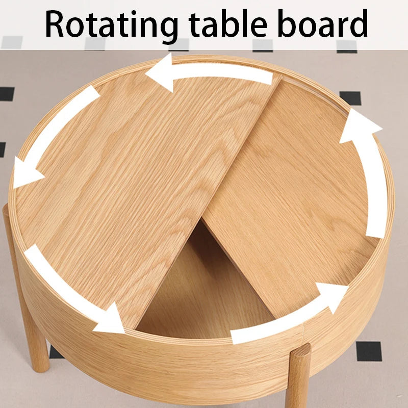 Nordic Solid Wood Round Coffee Table with Storage | Modern Coffee Table Babs