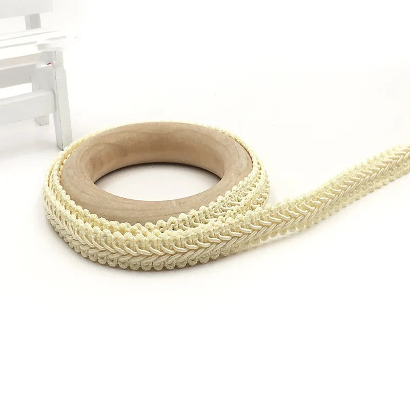 5M Centipede Braided Cotton Lace Trim 12mm – DIY Sewing Ribbon Lace Trim Ribbon Babs beige