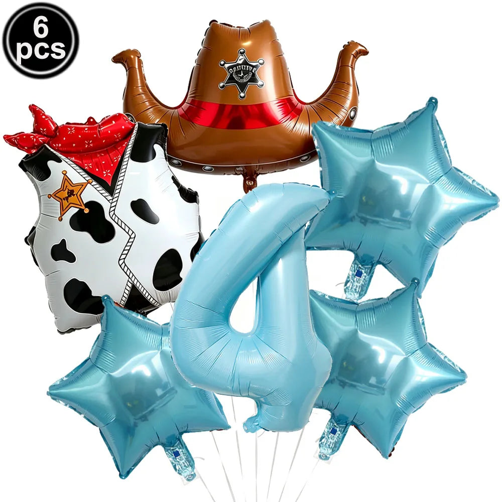 Western Cowboy Foil Balloon Set – 6pc Birthday Party Decor