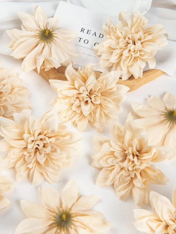 Silk Rose Dahlia Flower Heads for Wedding & DIY Decor Artificial Silk Flowers Babs color 2 30 pcs