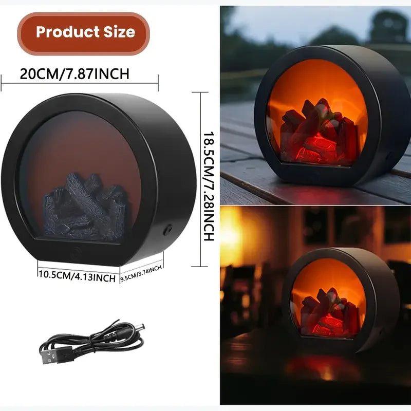 LED Fireplace Lamp Realistic Flame – Battery & USB Tabletop Decor Decorative Flame Lamp Babs