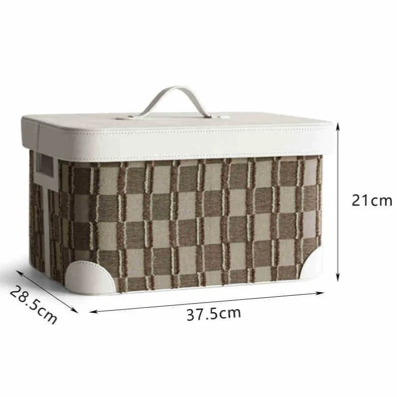 Large Leather Storage Box with Lid – Retro Luxury Organizer Leather Storage Box Babs Brown-Small