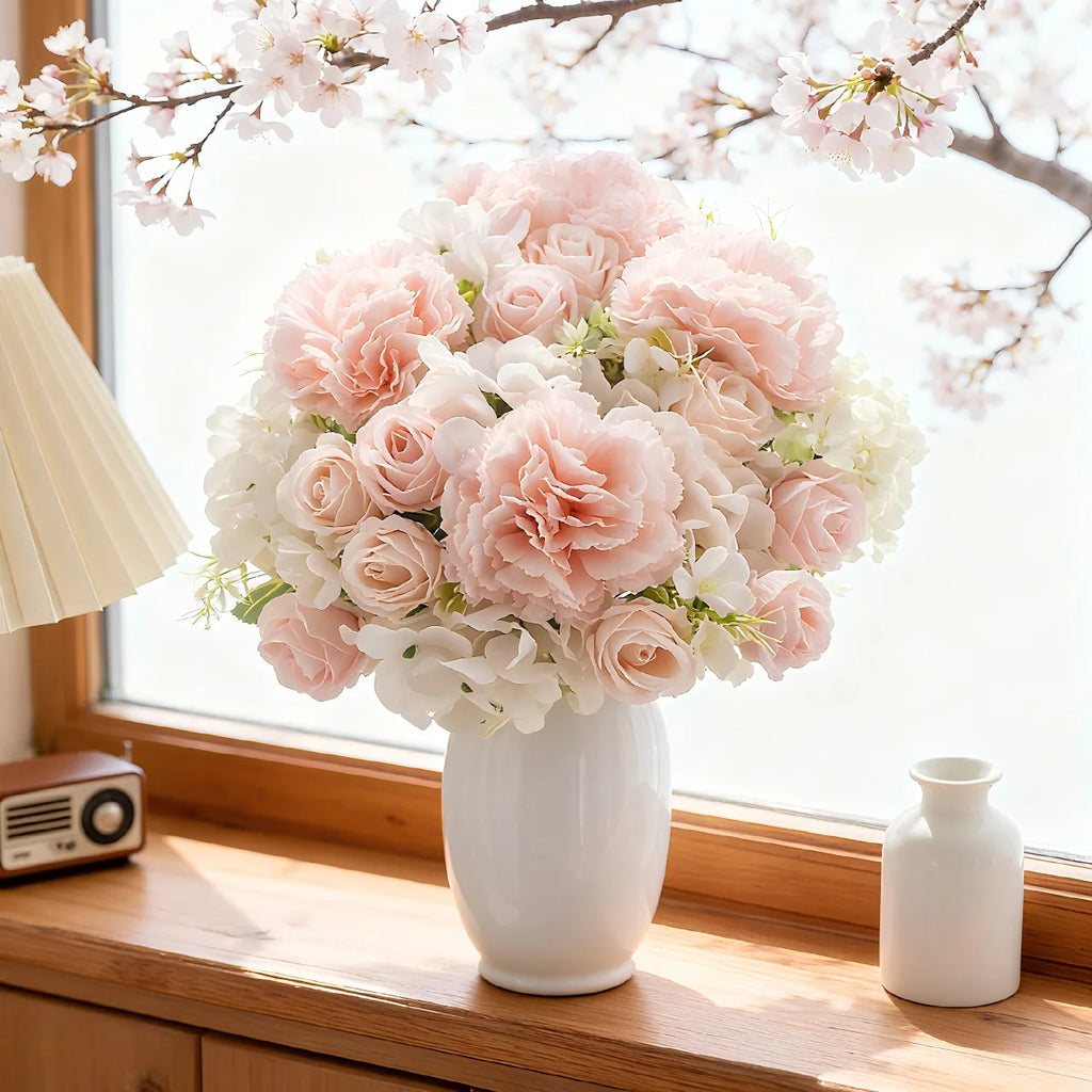 Artificial Silk Carnation Rose Bouquet – Wedding & Home Décor Artificial Flower Bouquet Babs