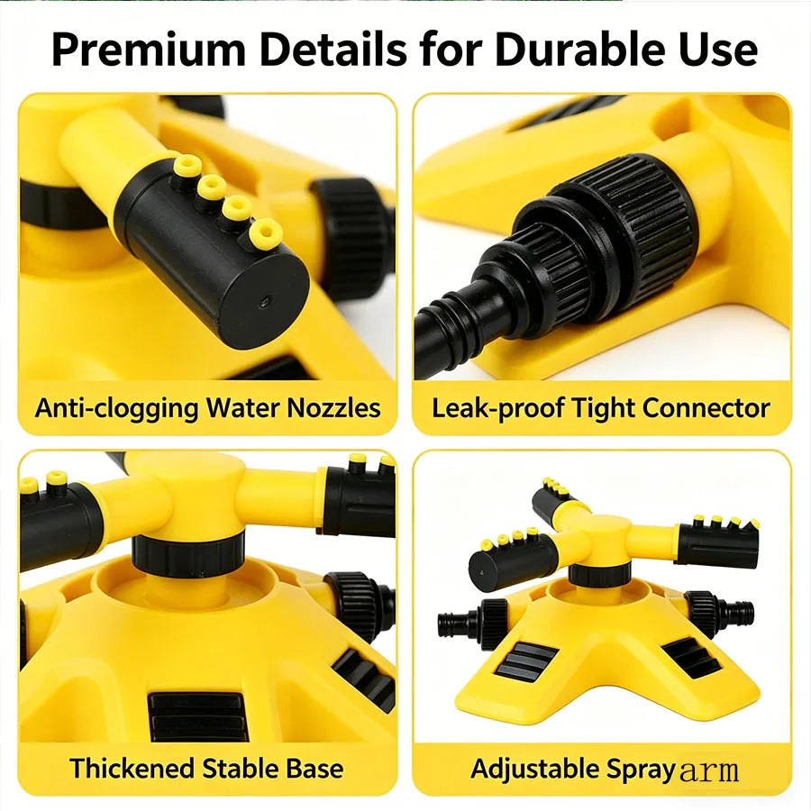 360° Rotating 3-Way Garden Sprinkler Head | Auto Irrigation Garden Sprinkler Head Babs