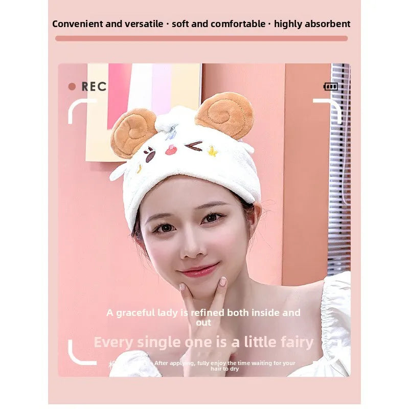 Kawaii Sheep Hair Towel Wrap Cap – Quick Dry & Absorbent Hair Towel Wrap Cap Babs