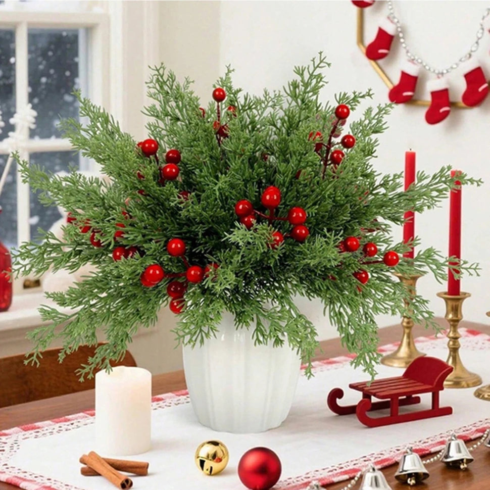 50/100Pcs Artificial Holly Berry Branches – Christmas & Home Decor Artificial Holly Branches Babs