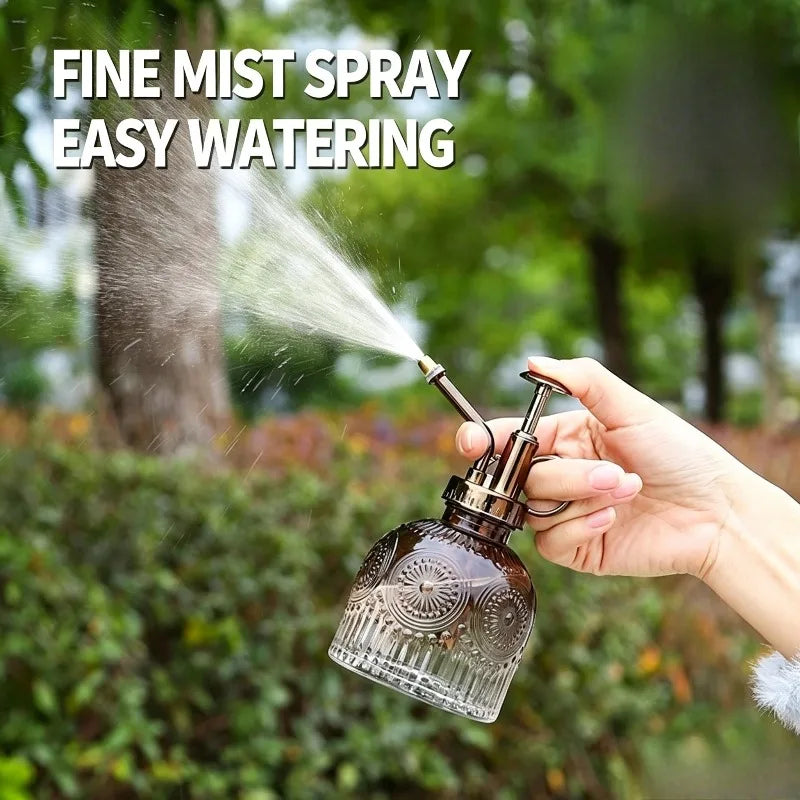 Vintage Embossed Glass Spray Bottle – 500ml Plant Mist Sprayer Glass Mist Sprayer Babs