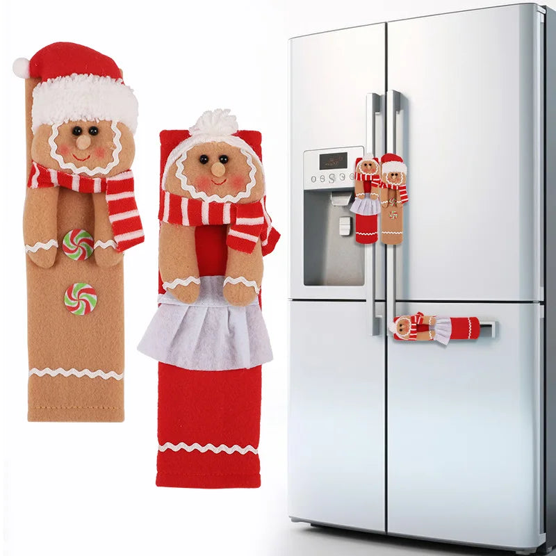 Christmas Gingerbread Man Fridge Handle Covers – Set of 2 Holiday Handle Covers Babs