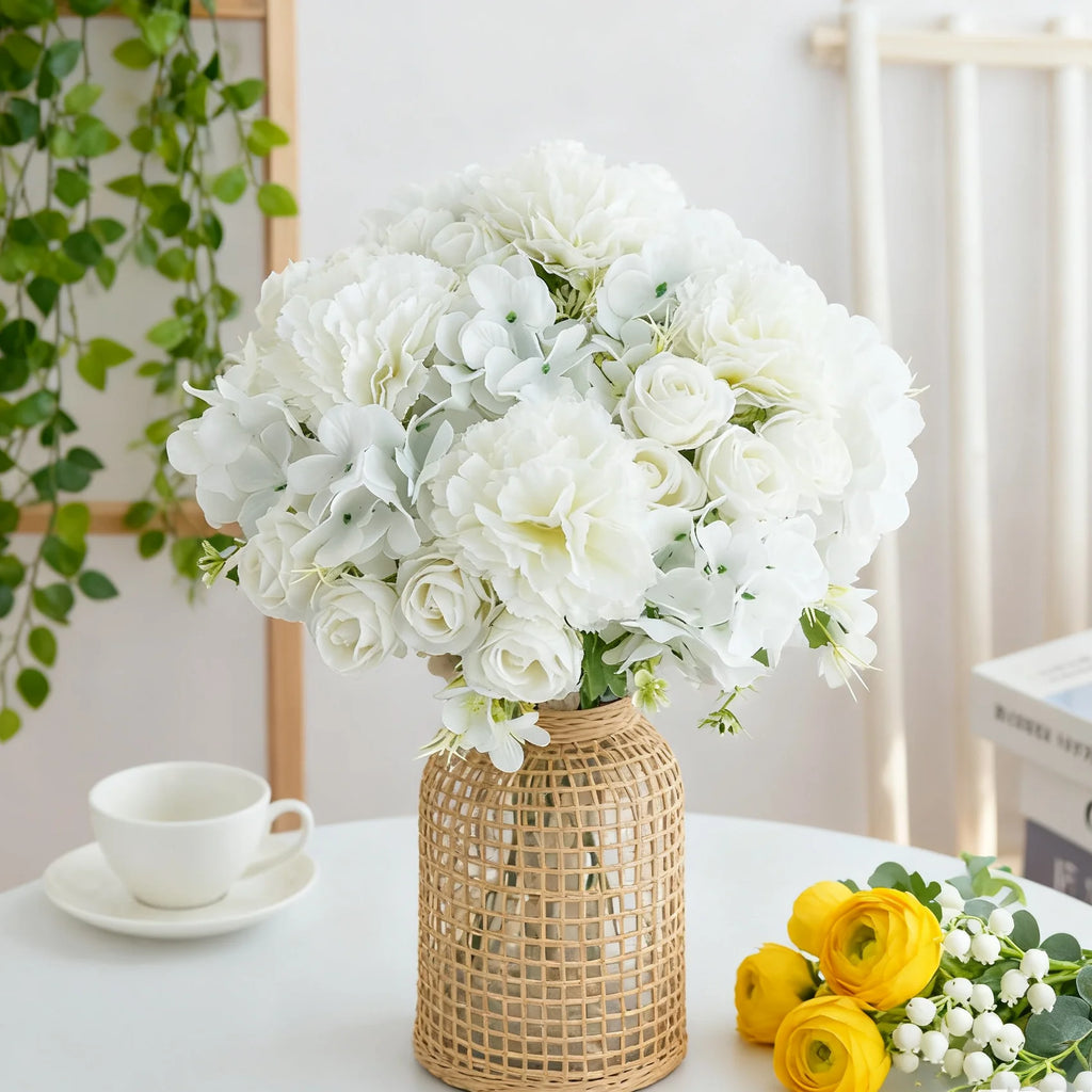 Silk Artificial Carnation Rose Bouquet – Wedding & Home Décor Artificial Flower Bouquet Babs
