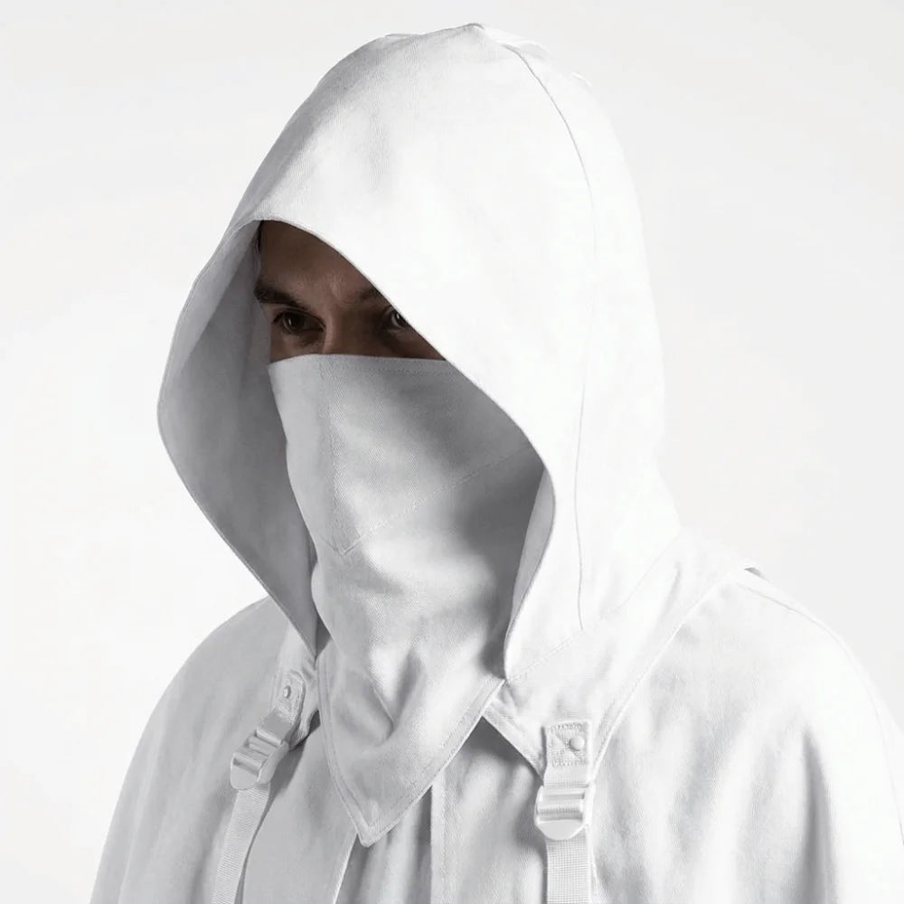 Medieval Hooded Cowl Cloak Hat | Cosplay Cape Scarf Black/White Cosplay Cloak Hat Babs