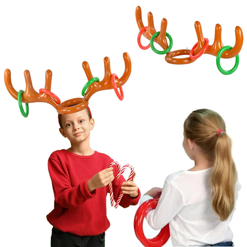 Christmas Inflatable Reindeer Antler Ring Toss Game – Xmas Fun Holiday Party Game Babs