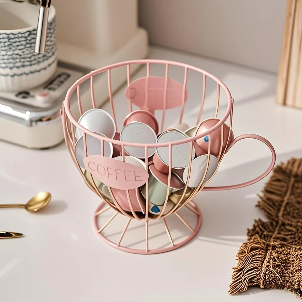 Coffee Capsule Storage Basket – Durable Iron Frame Base Capsule Storage Basket Babs