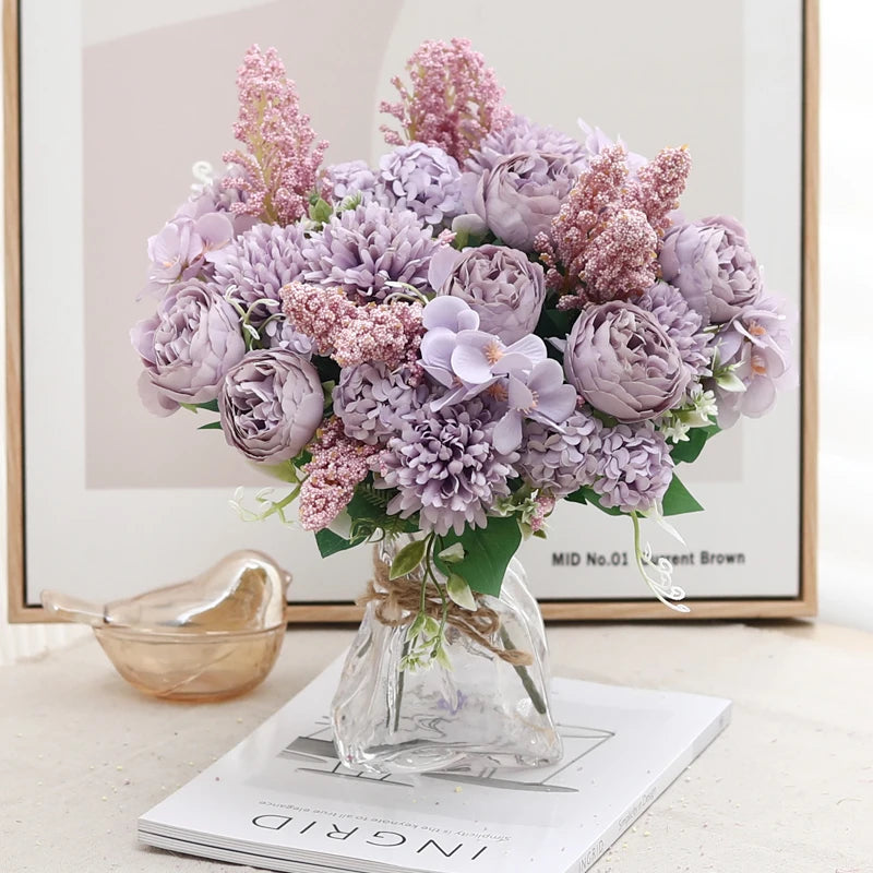 Silk Peony Rose Artificial Flower Bouquet – Wedding & Home Décor Artificial Flower Bouquet Babs
