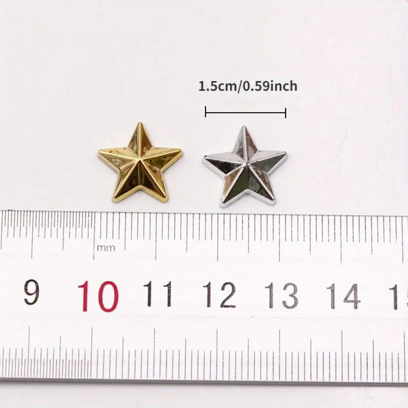 100pcs Acrylic Star Gems Flat Back Gold Silver DIY Clothing Decor DIY Craft Embellishments Babs