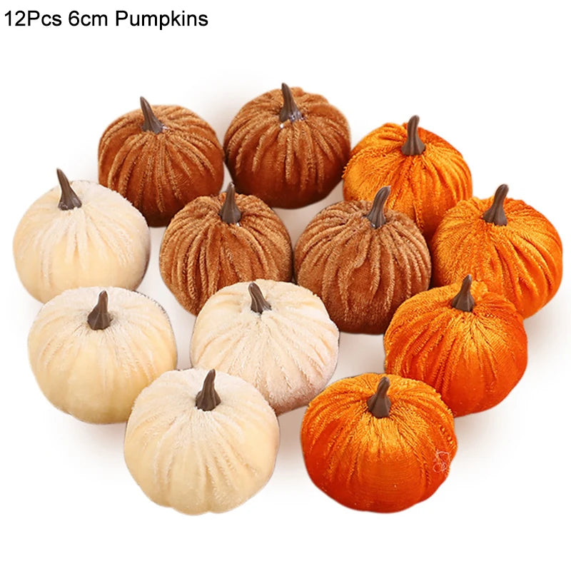 Flannel Artificial Pumpkins – Halloween & Thanksgiving Decor Artificial Pumpkin Decor Babs 12pcs set