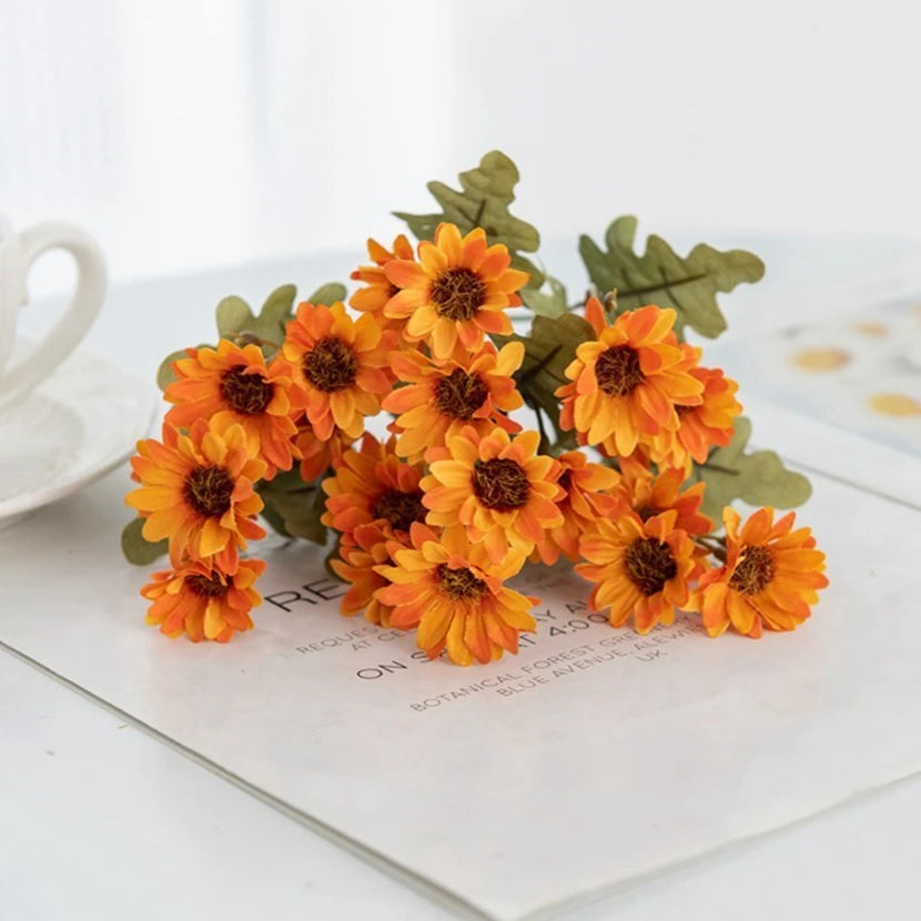 Small Daisy Silk Artificial Flowers – Wedding & Home Décor Artificial Flowers Babs Orange 1pc