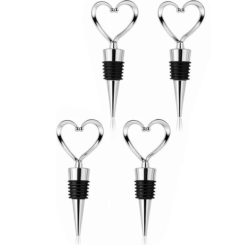Heart Shape Wine Stoppers – Reusable Bottle Caps 1 or 4 Pcs Wine Bottle Stopper Babs 4Pcs Love