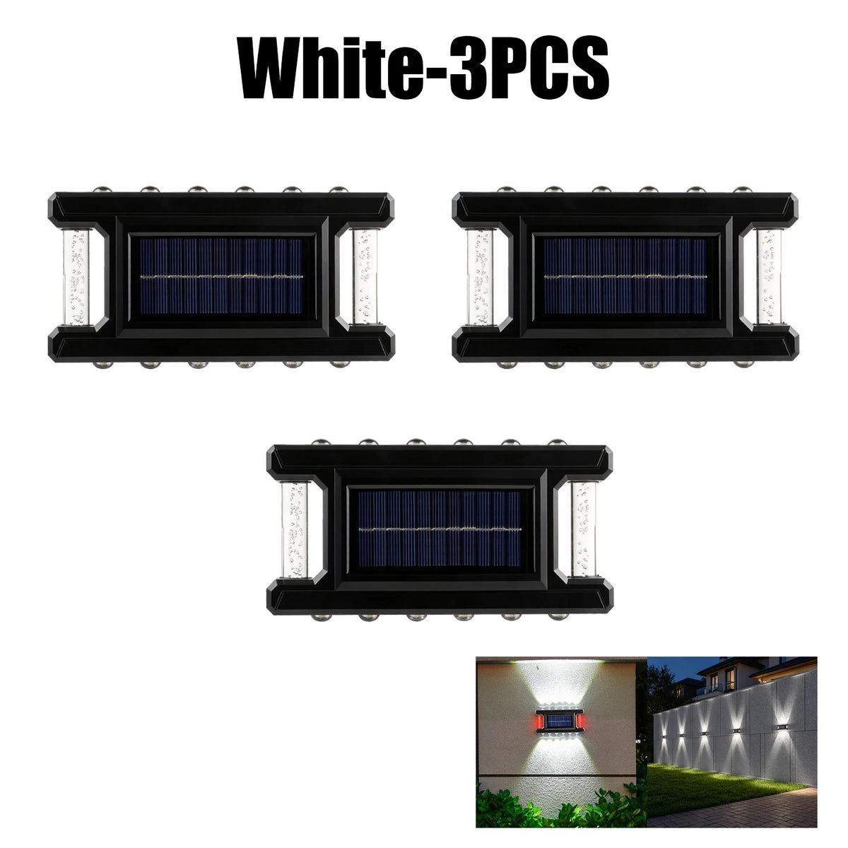 Solar Outdoor Wall Light – Rainproof Garden Landscape Lamp Solar Wall Light Babs White 3PCS
