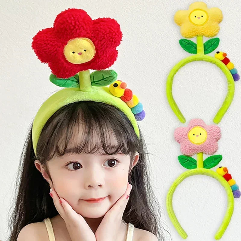 Cute Tulip & Caterpillar Plush Headband | Fun Hair Accessory Plush Headband Babs