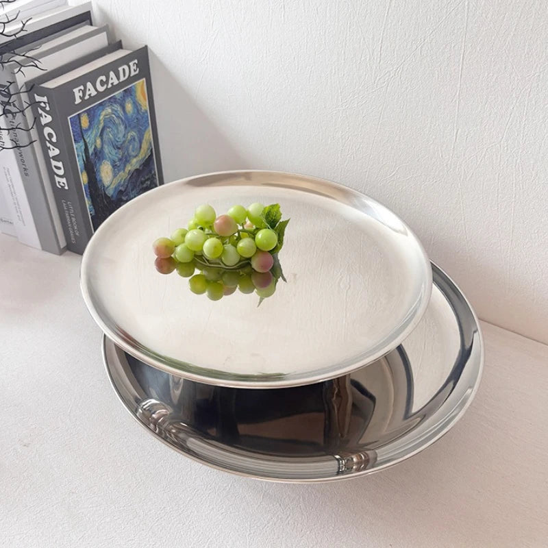 Stainless Steel Round Storage Tray | Modern Minimalist Organizer Storage Tray Babs