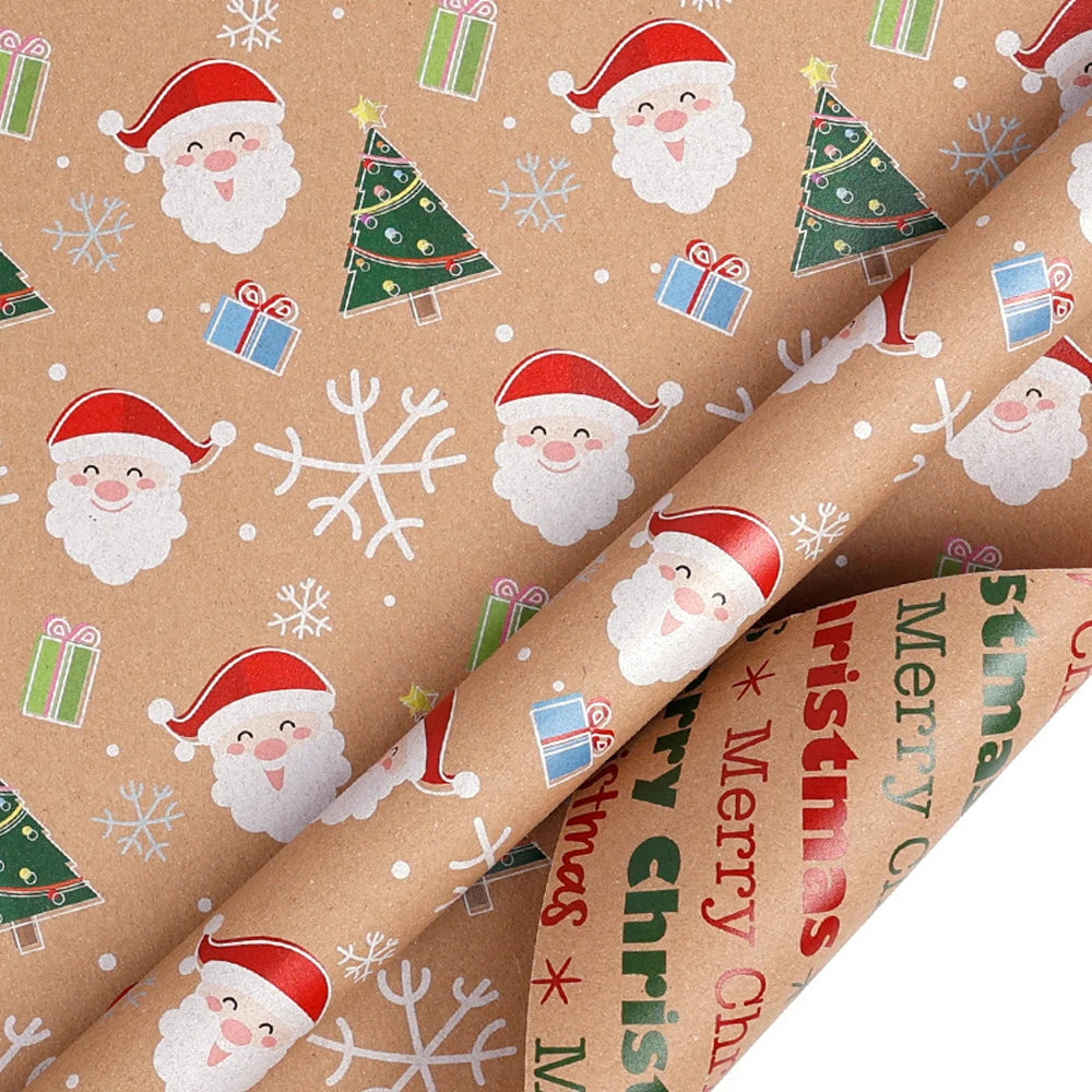 Kraft Vintage Christmas Wrapping Paper Roll – Holiday Gift Wrap Christmas Wrapping Paper Babs C 3-Meter