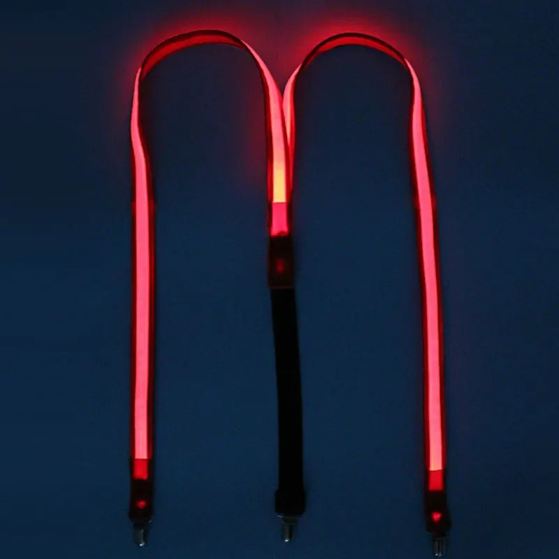 LED Light-Up Suspenders & Bow Tie Glow Party Costume Set LED Costume Accessory Babs Suspenders- red