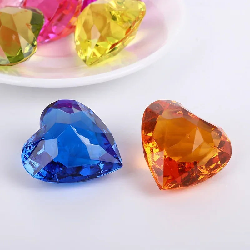 20pcs Acrylic Crystal Heart Gems – Wedding Décor & Kids Gift Decorative Gem Set Babs
