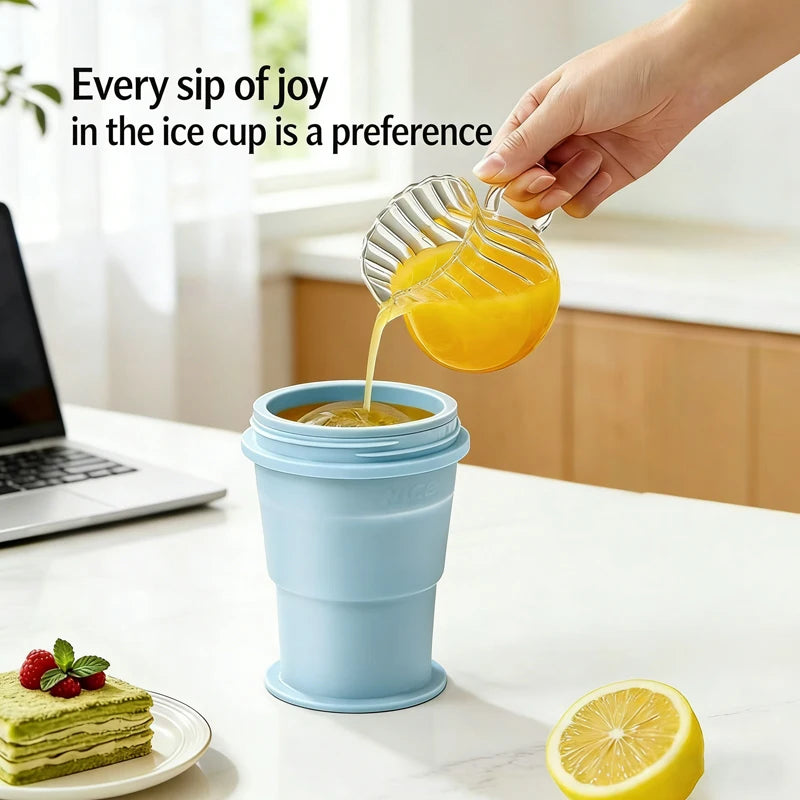 2-in-1 Collapsible Silicone Ice Ball Maker Cup with Straw & Lid Ice Ball Maker Cup Babs