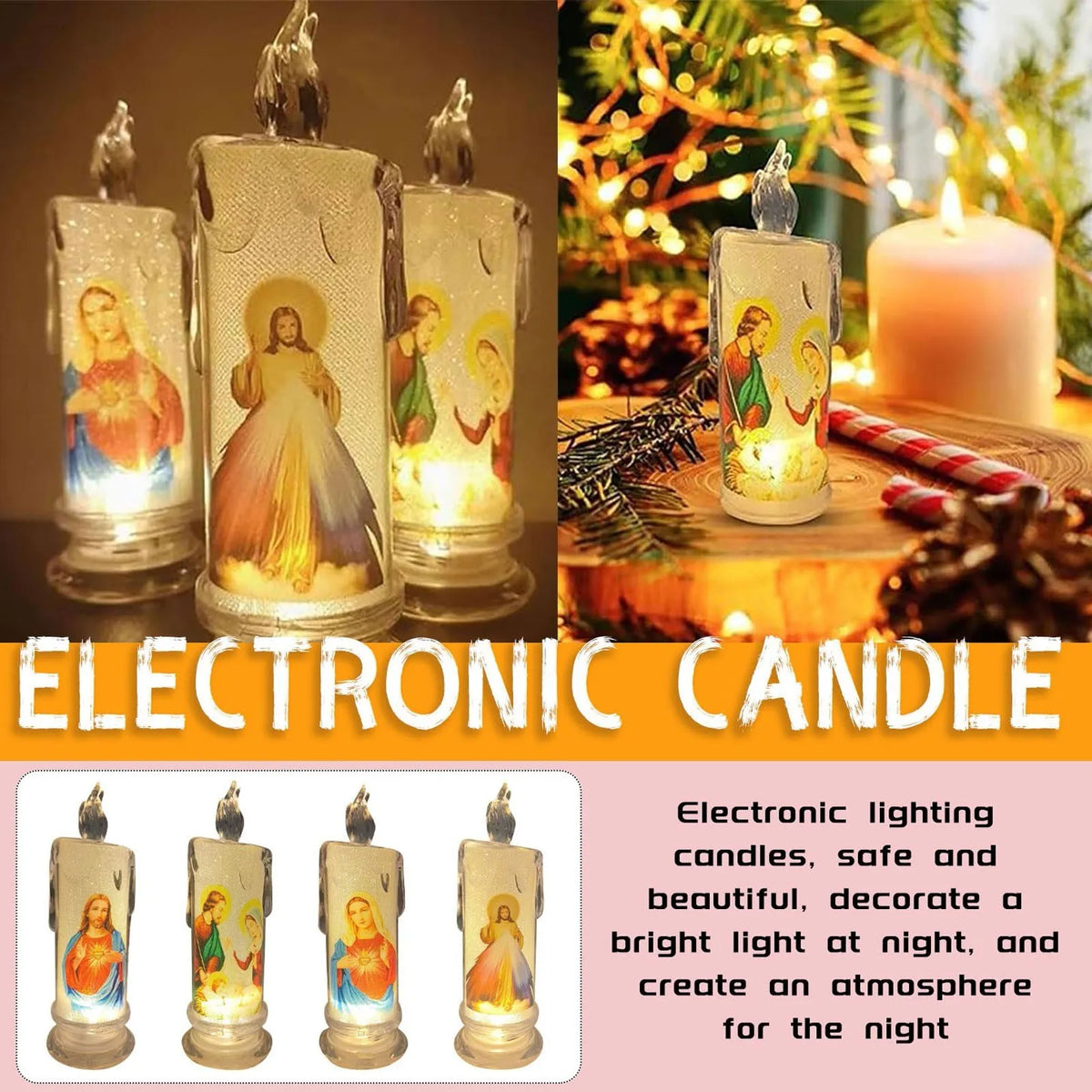 LED Flameless Religious Prayer Candles – Catholic Devotional Décor Flameless Prayer Candle Babs