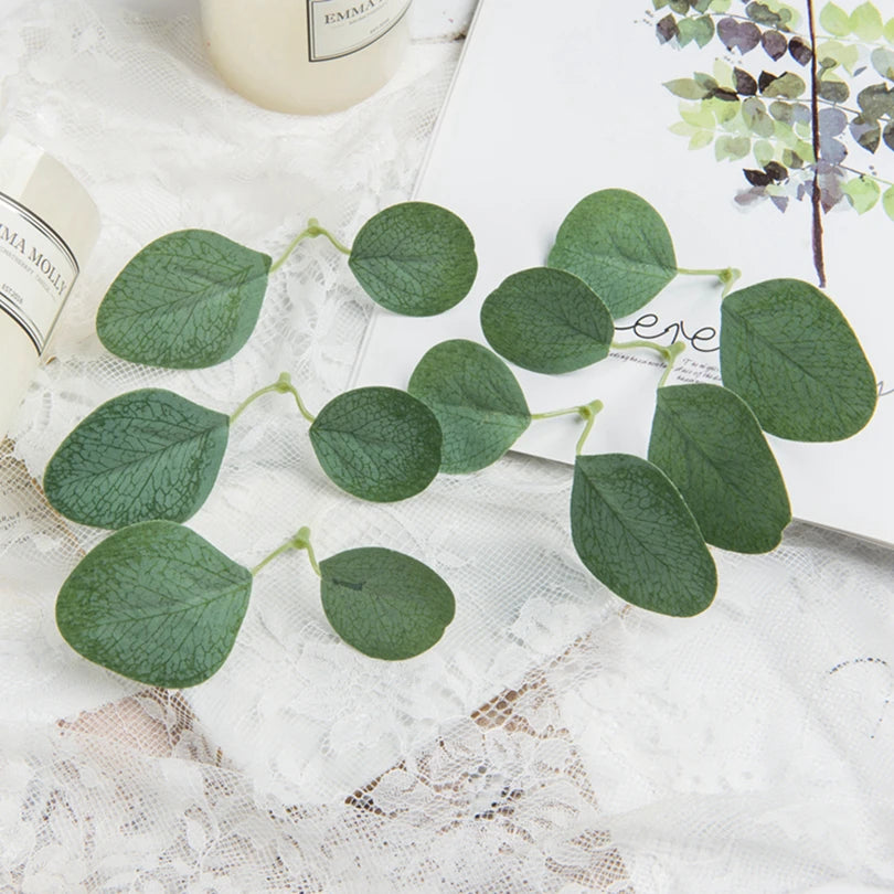 50/100Pcs Silk Eucalyptus Rose Leaves UV-Protected Artificial Decor Artificial Decorative Leaves Babs