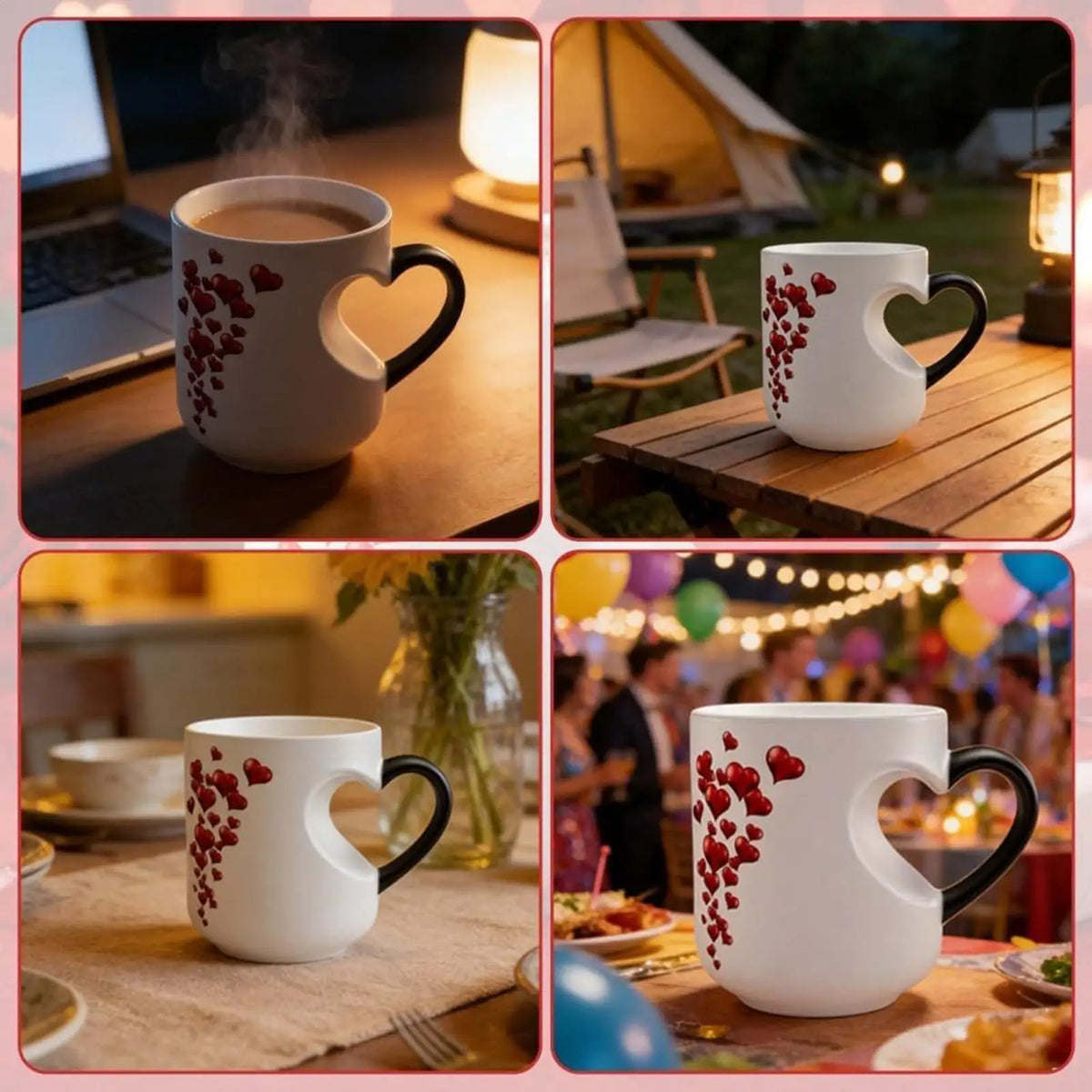 Heat-Activated Color Changing Mug | Heart Handle Ceramic Cup Color Changing Mug Babs