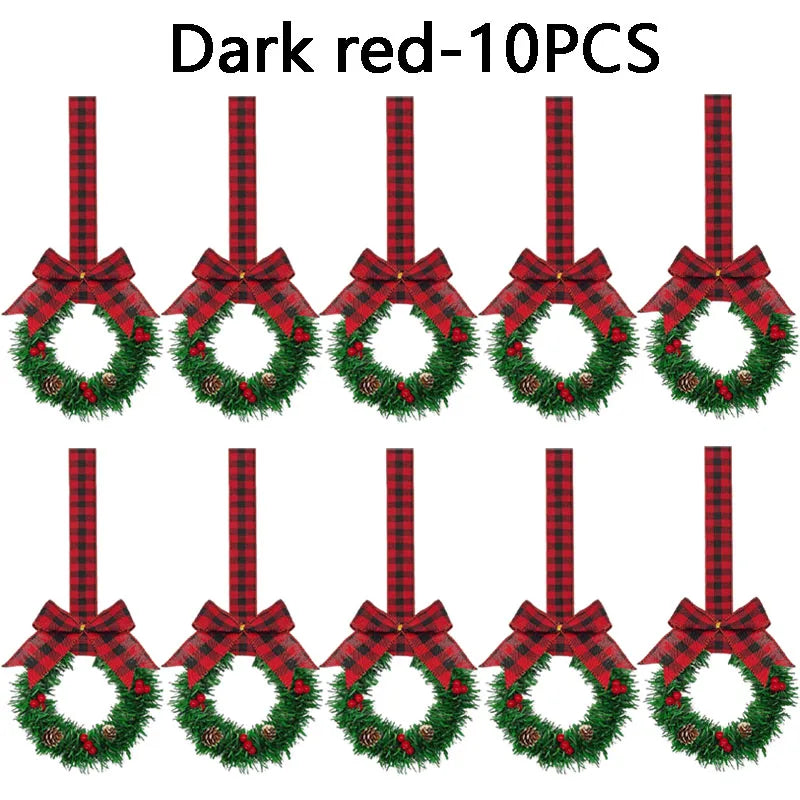 Christmas Garland with Red Bow – Festive Holiday Cabinet Decor Christmas Garland Babs Dark red-10PCS