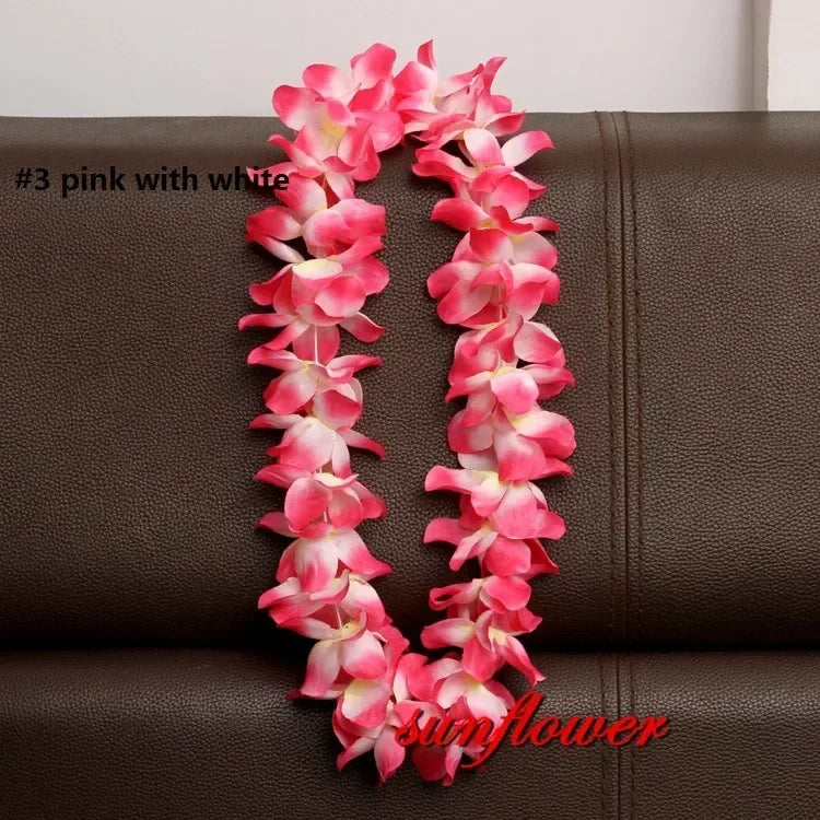 Hawaiian Flower Lei Necklace – Artificial Garland for Luau & Party Flower Lei Necklace Babs pink
