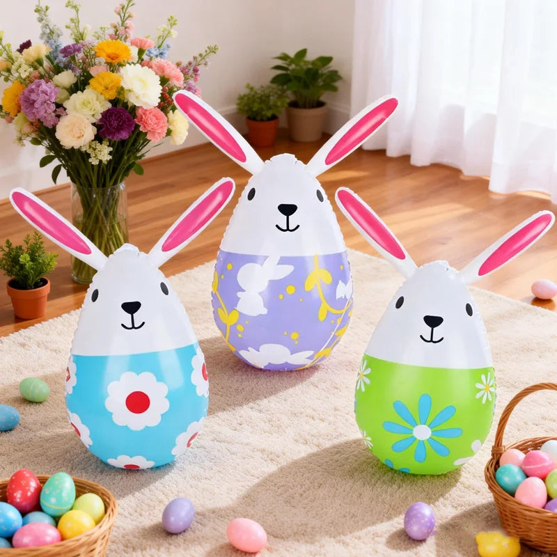 Easter Inflatable Rabbit & Egg Balloons – 3 or 6 Pc Party Set Easter Inflatable Balloons Babs 3Pcs C