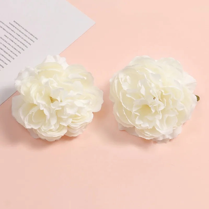 White Artificial Rose Flower Heads – Wedding & Home Decor Artificial Flower Heads Babs 1 5Pcs