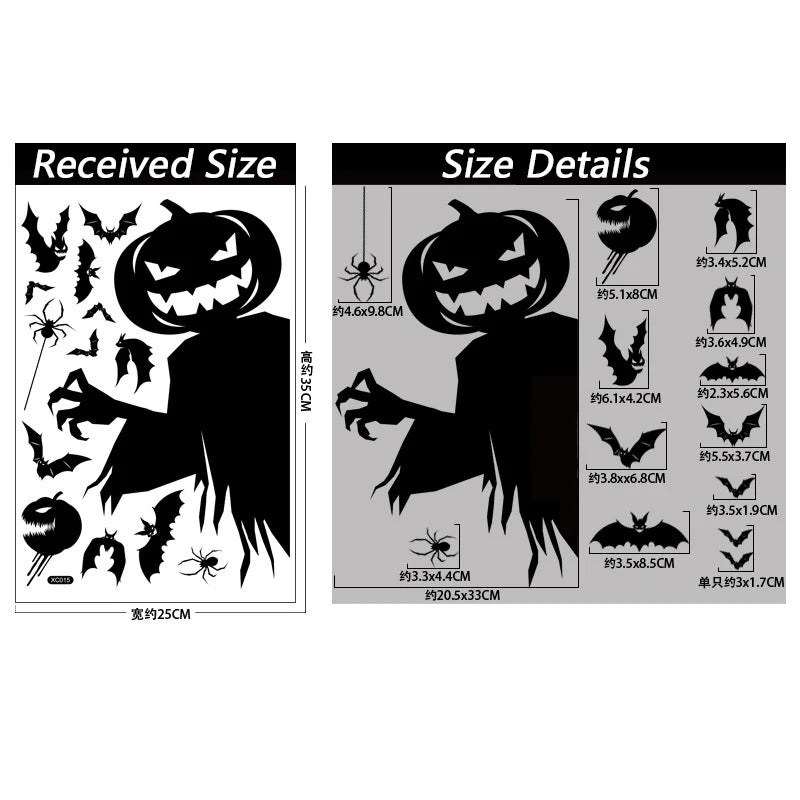 Halloween Removable Wall & Window Stickers – Bat Ghost Pumpkin Halloween Wall Stickers Babs 5